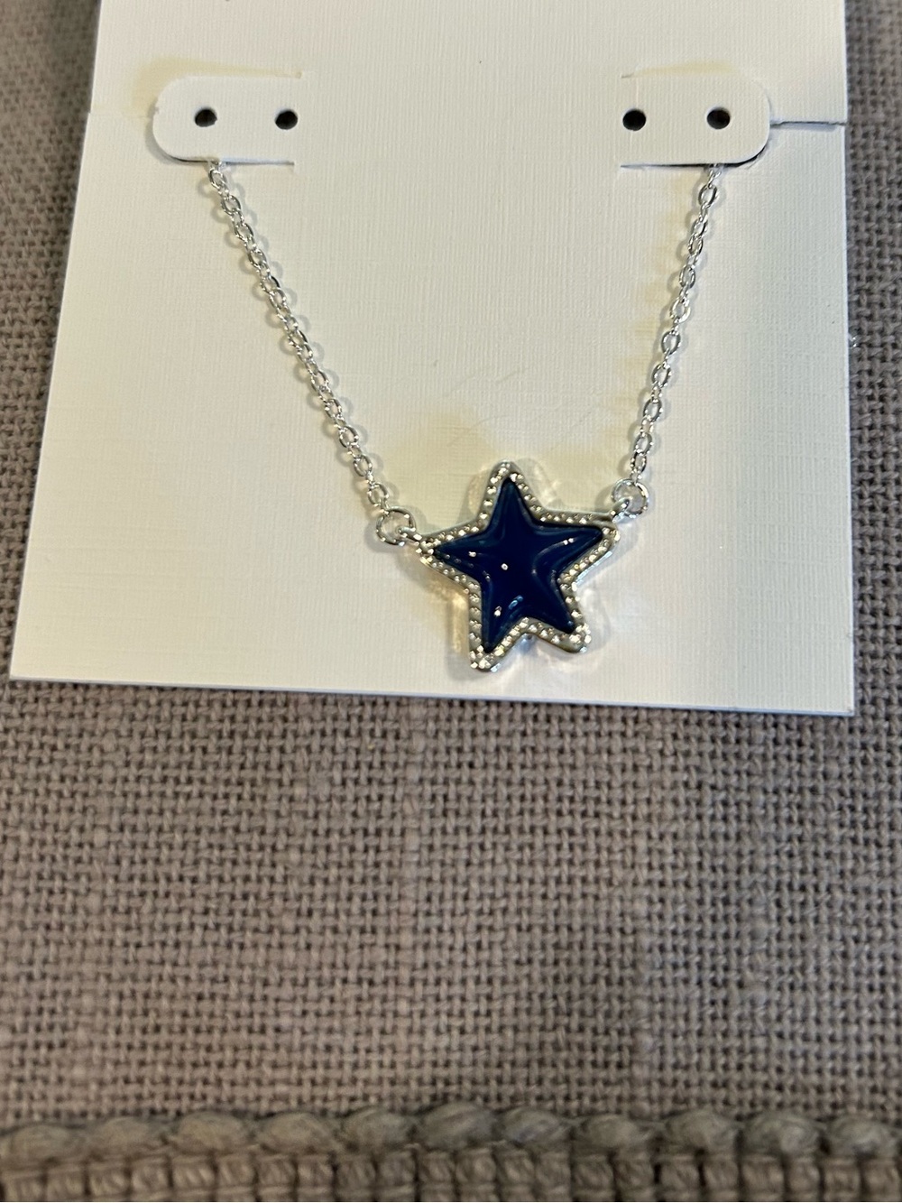 Navy Star Pendant Necklace - Silver-tone Chain